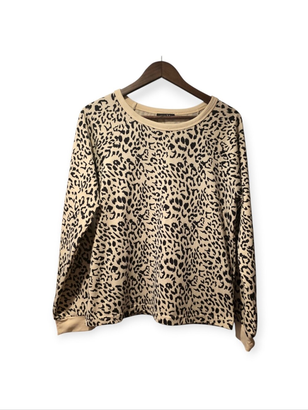 Papermoon Leopard Print Long Sleeve Top Size Medium Tan Black Animal Print - Picture 2 of 6